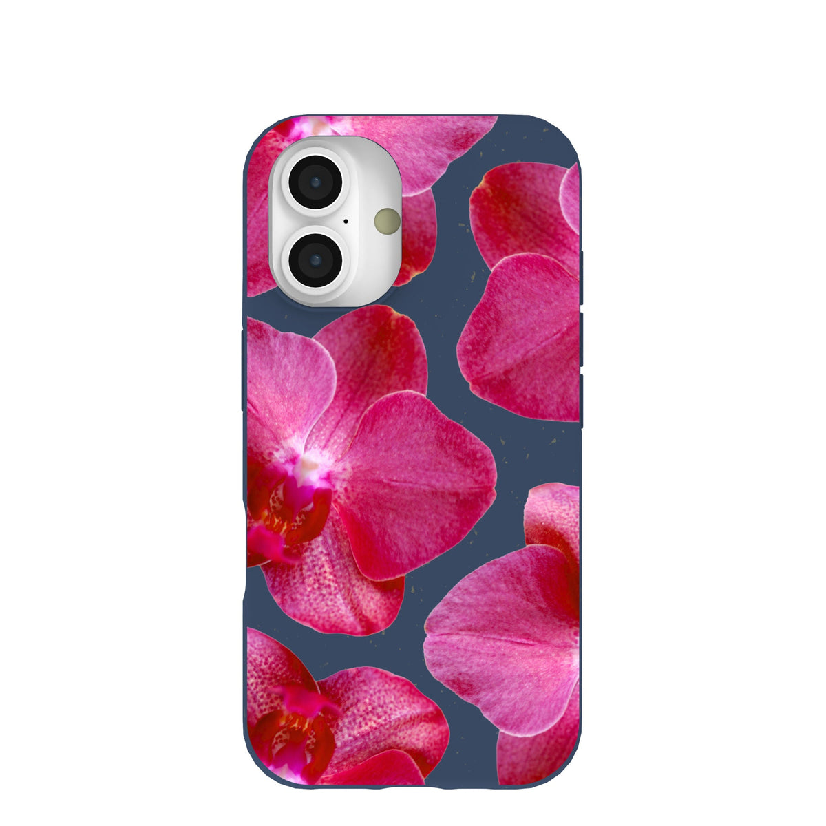 Navy Blue Pink Orchids iPhone 16 Case