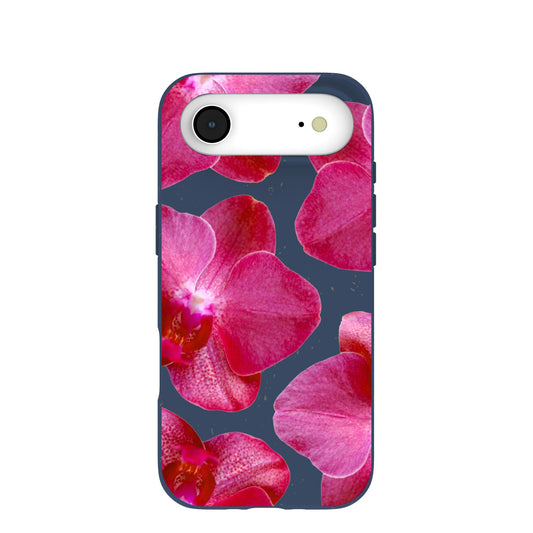 Navy Blue Pink Orchids iPhone Air Case