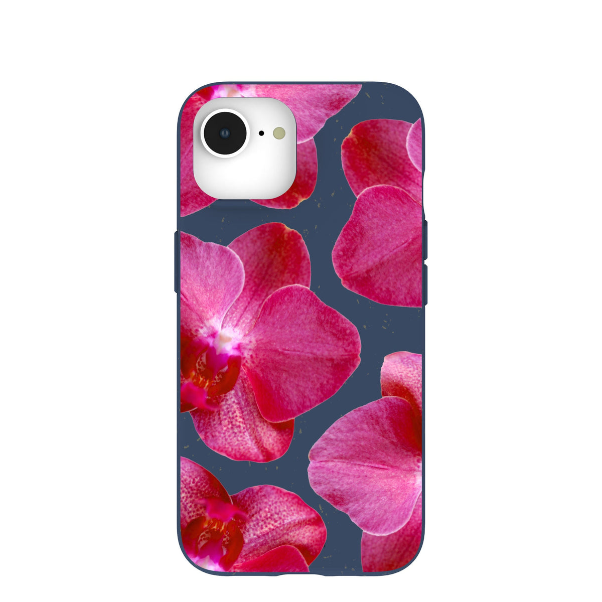 Navy Blue Pink Orchids iPhone 16e/17e Case