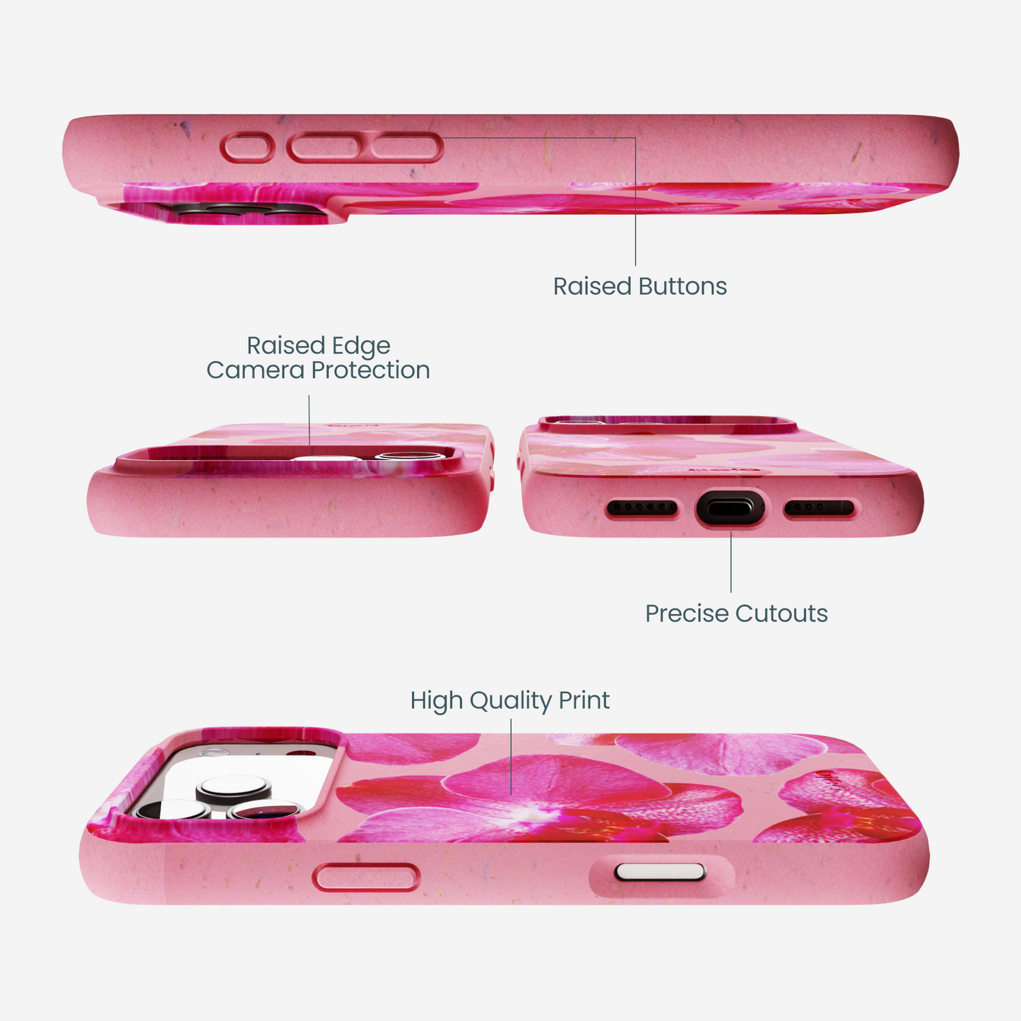 Bubblegum Pink Pink Orchids iPhone 17 Pro Max Case