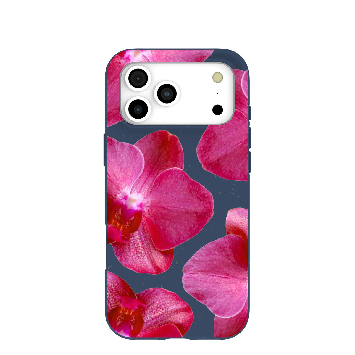 Navy Blue Pink Orchids iPhone 17 Pro Max Case