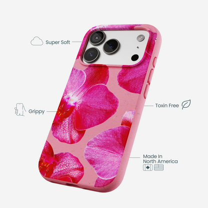 Bubblegum Pink Pink Orchids iPhone 17 Pro Case