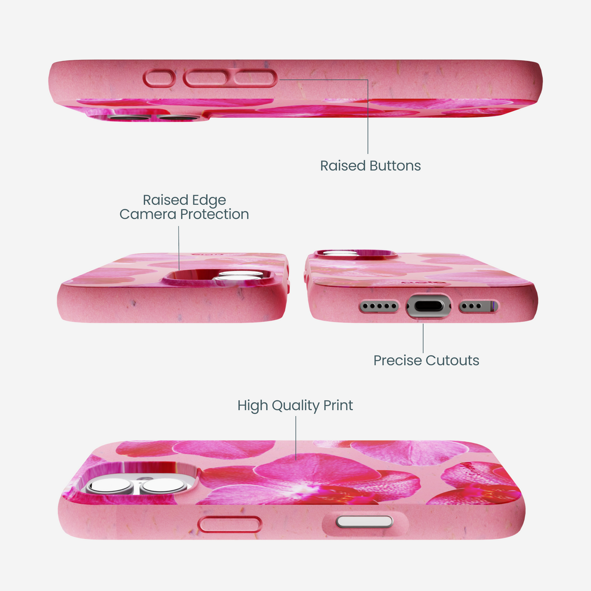 Bubblegum Pink Pink Orchids iPhone 17 Case