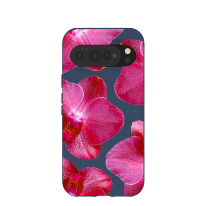 Navy Blue Pink Orchids Google Pixel 10 Pro XL Case