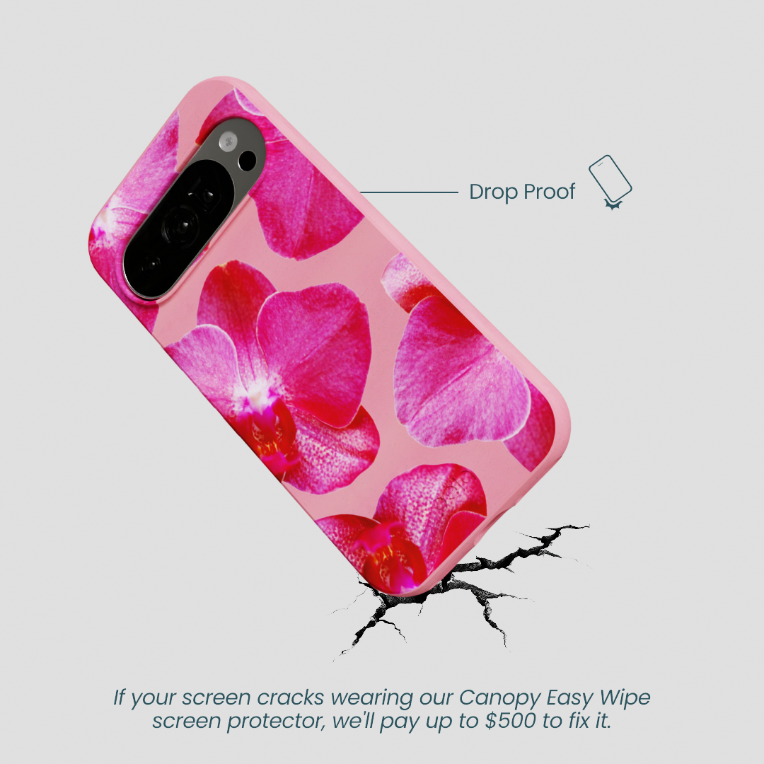 Bubblegum Pink Pink Orchids Google Pixel 10/10 Pro Case