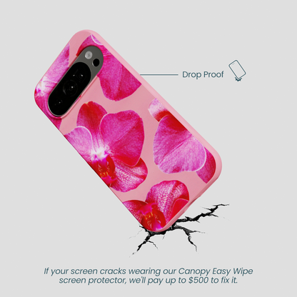 Bubblegum Pink Pink Orchids Google Pixel 10/10 Pro Case