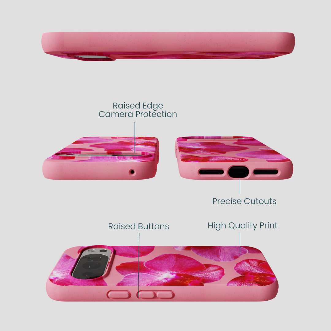 Bubblegum Pink Pink Orchids Google Pixel 10/10 Pro Case