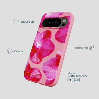 Bubblegum Pink Pink Orchids Google Pixel 10/10 Pro Case