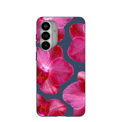 Navy Blue Pink Orchids Samsung Galaxy S26+(Plus) Case