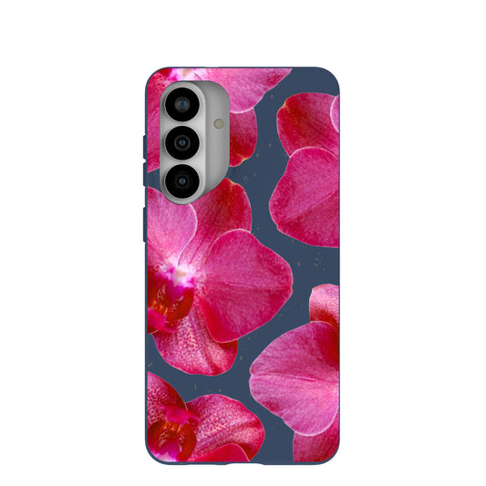 Navy Blue Pink Orchids Samsung Galaxy S26+(Plus) Case