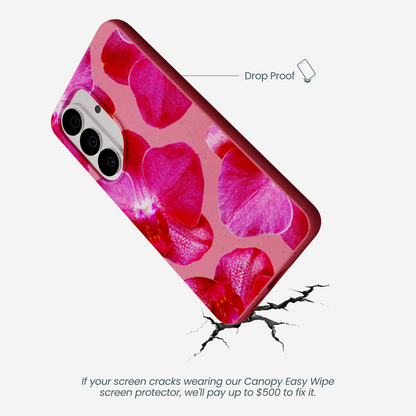 Bubblegum Pink Pink Orchids Samsung Galaxy S26 Case