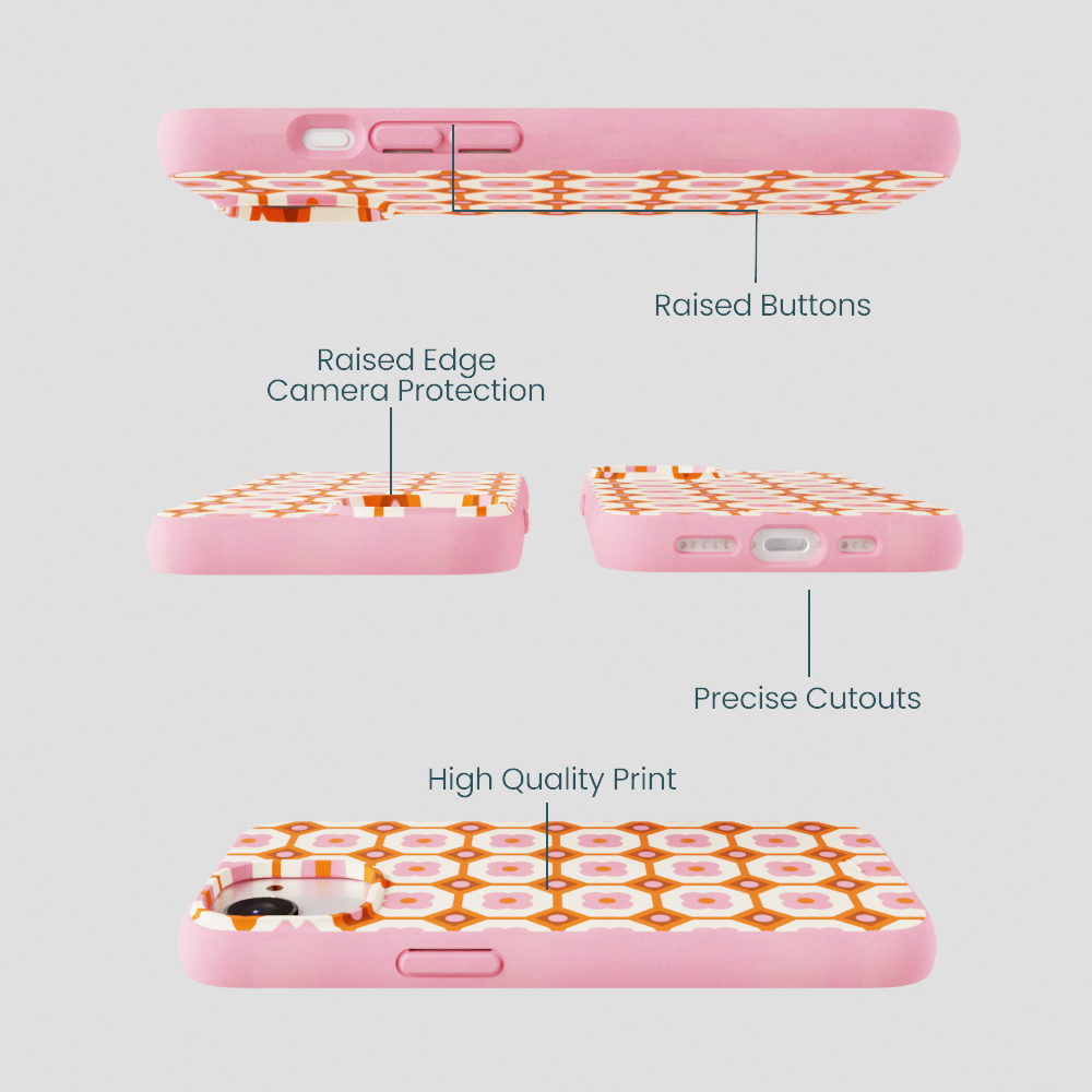 Bubblegum Pink Retro Tiles iPhone 16e/17e Case
