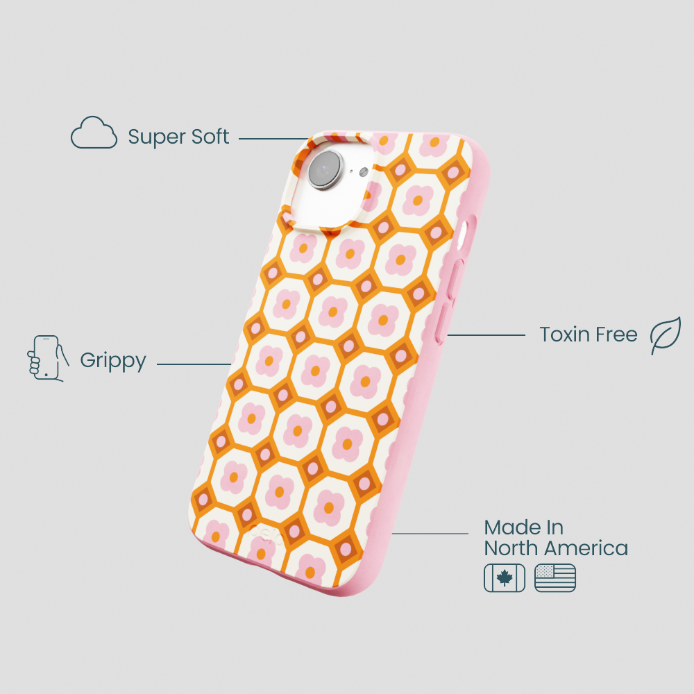 Bubblegum Pink Retro Tiles iPhone 16e/17e Case