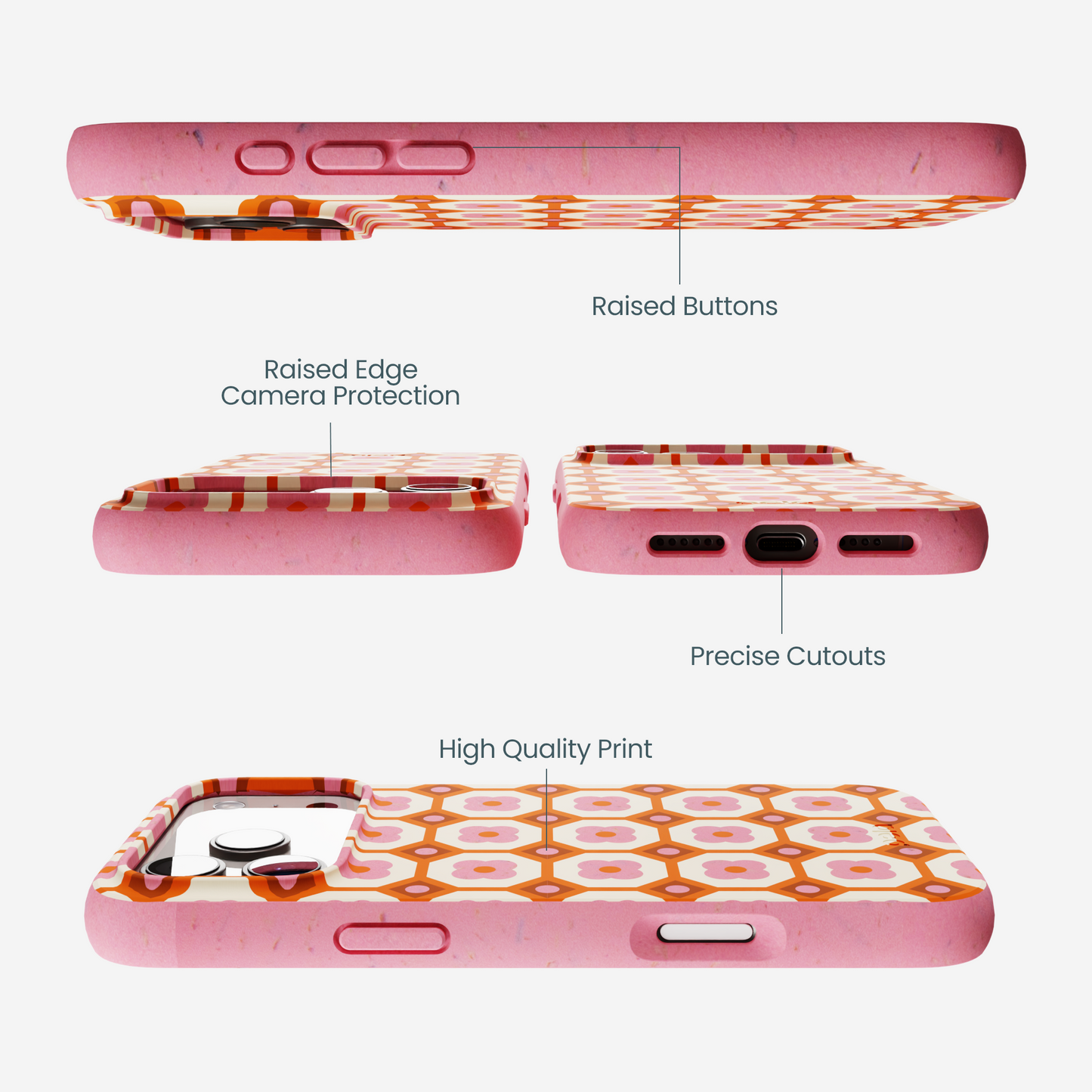 Bubblegum Pink Retro Tiles iPhone 17 Pro Max Case