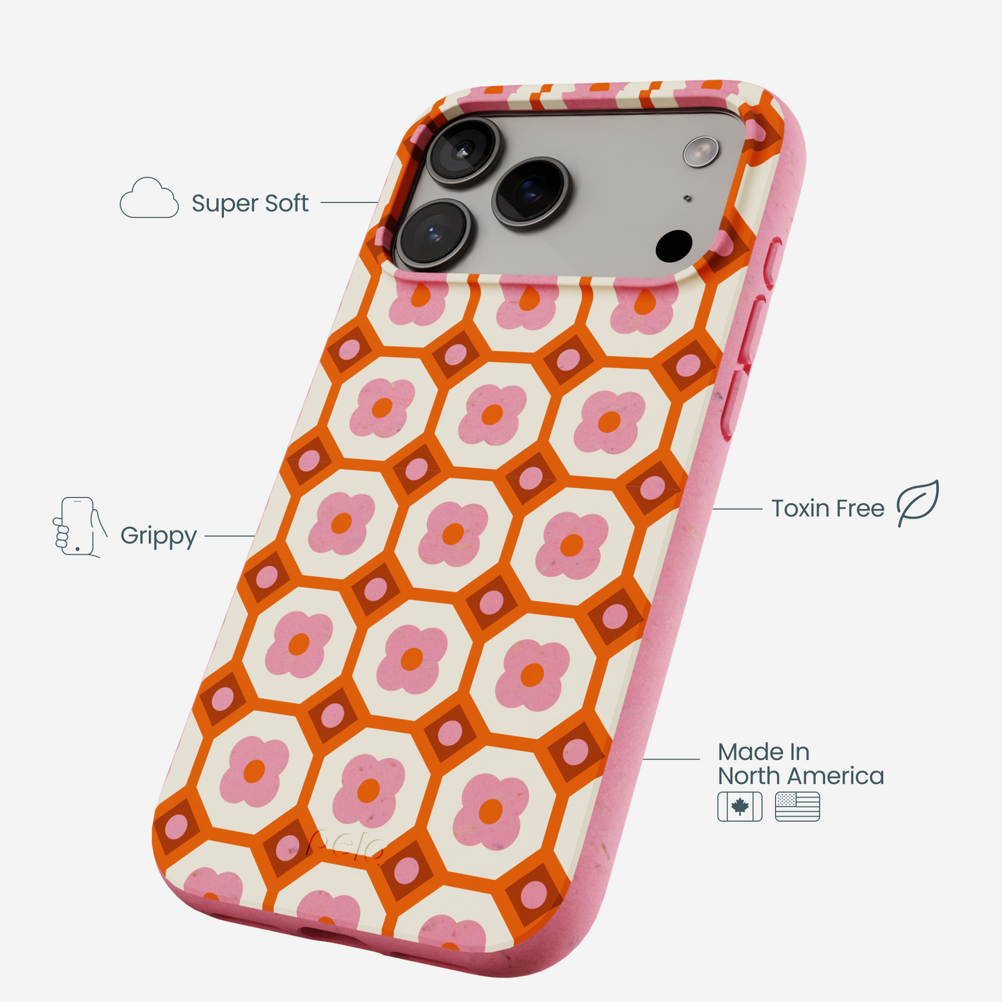 Bubblegum Pink Retro Tiles iPhone 17 Pro Max Case