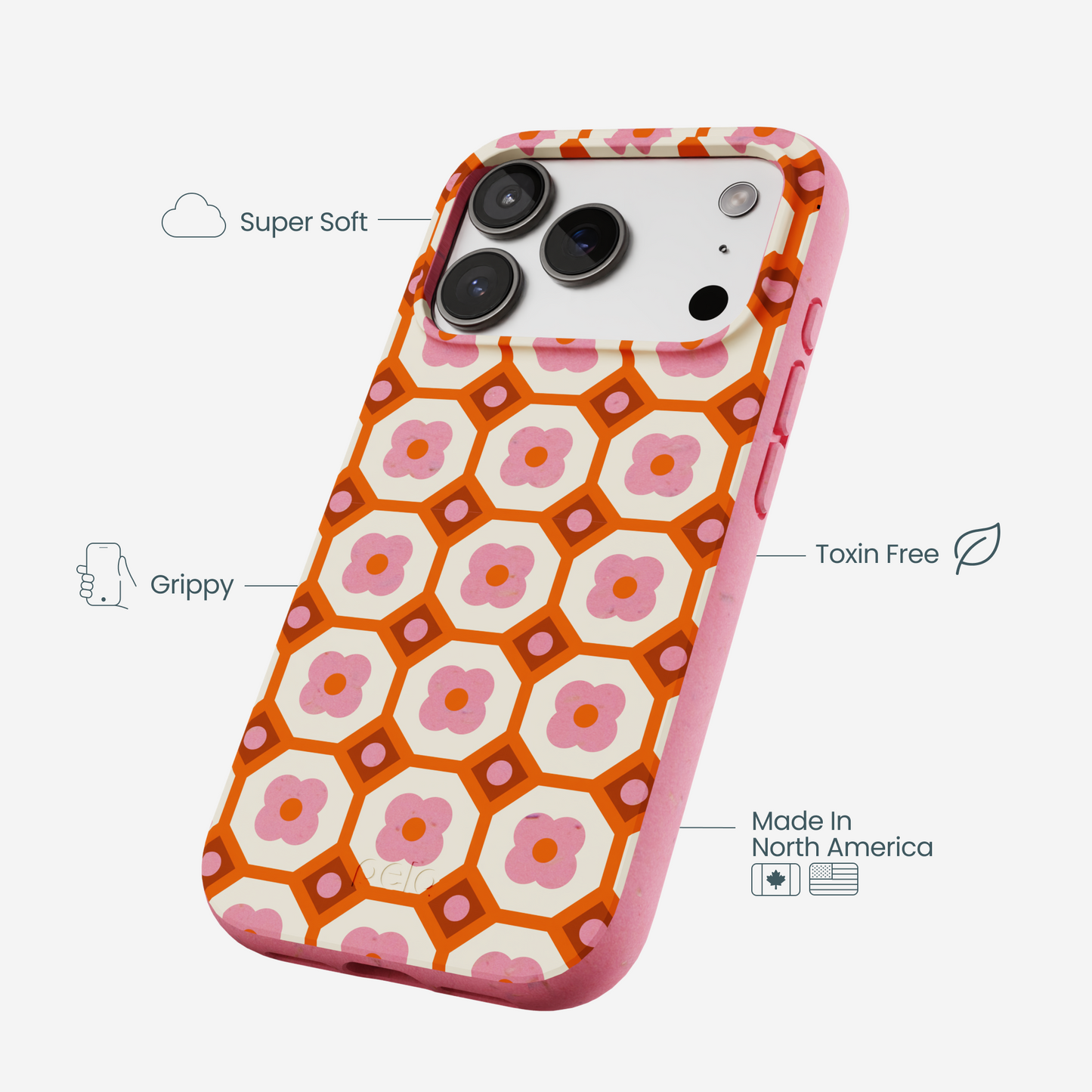Bubblegum Pink Retro Tiles iPhone 17 Pro Case