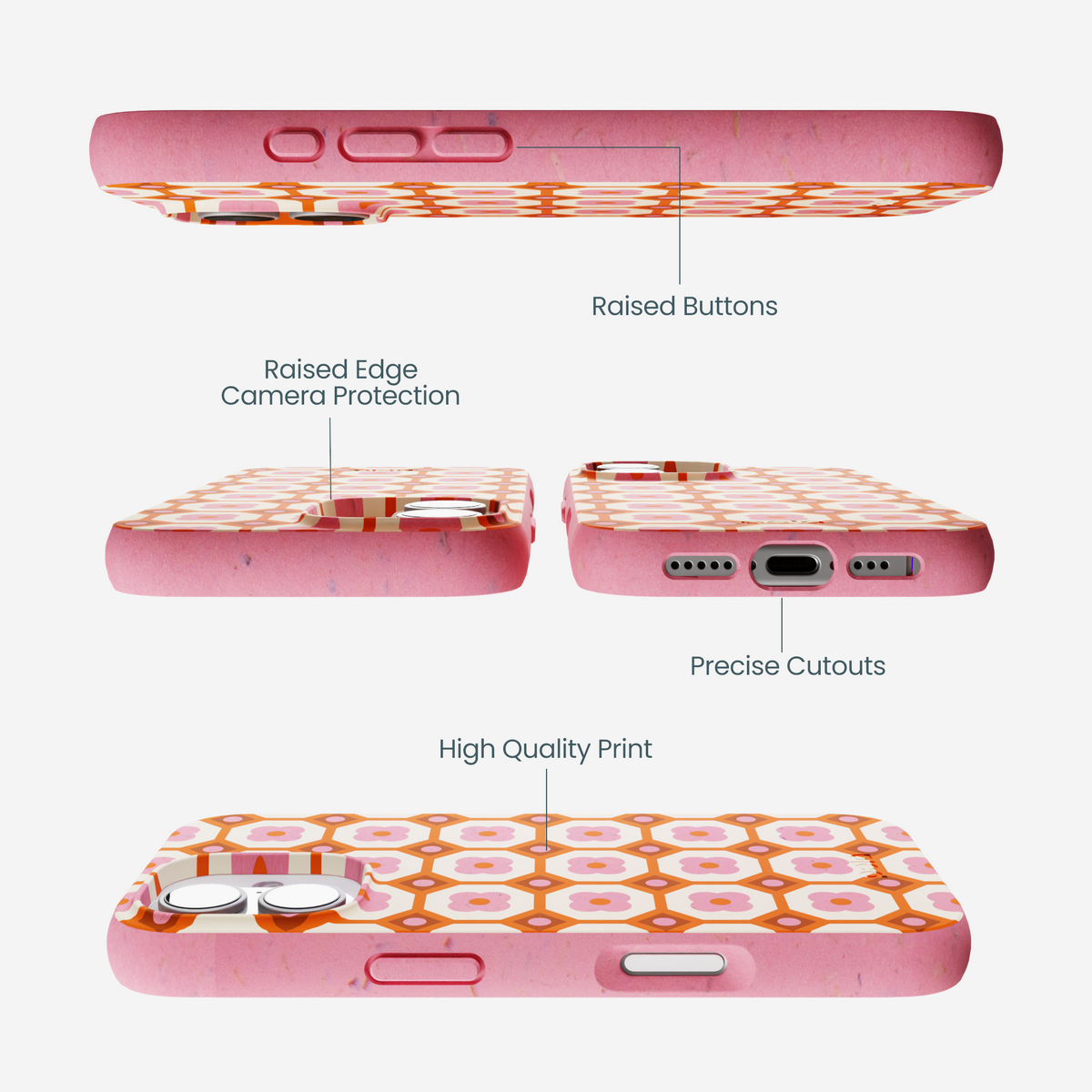 Bubblegum Pink Retro Tiles iPhone 17 Case