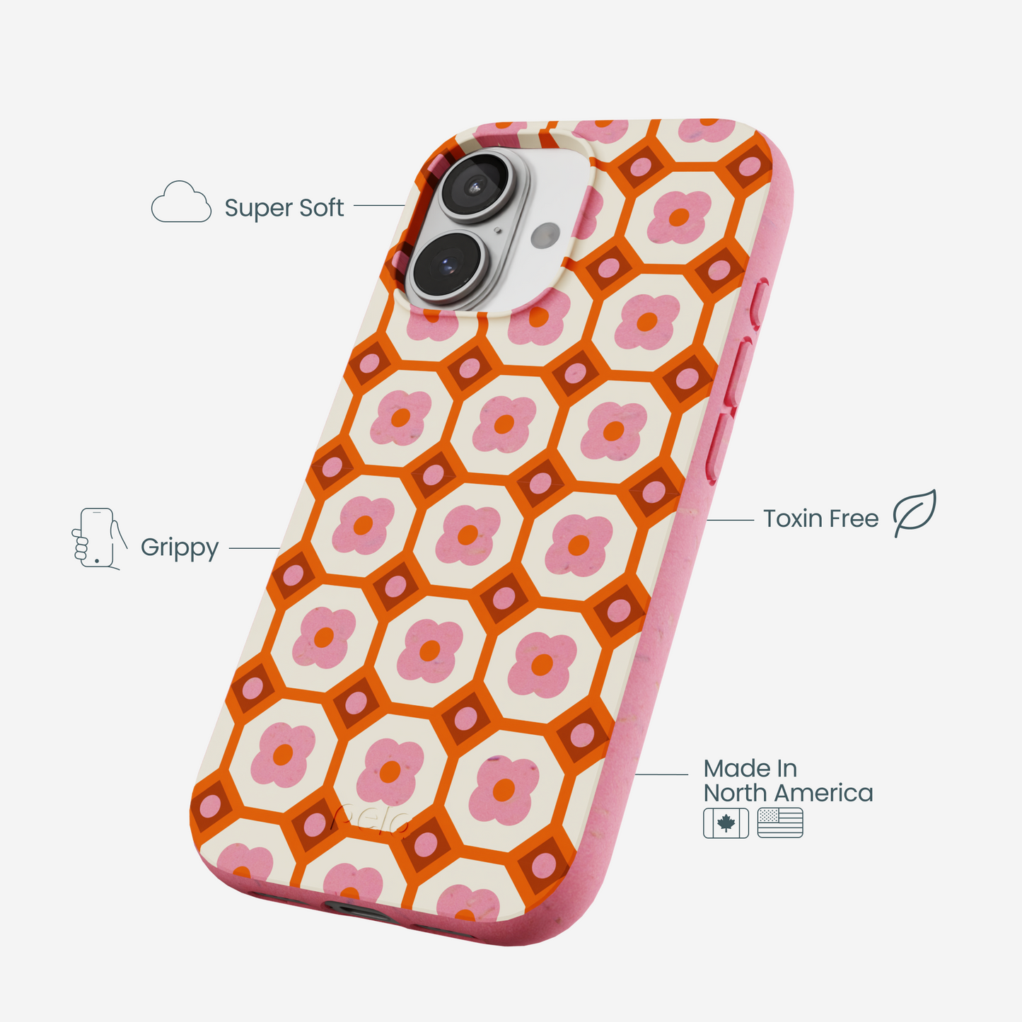 Bubblegum Pink Retro Tiles iPhone 17 Case