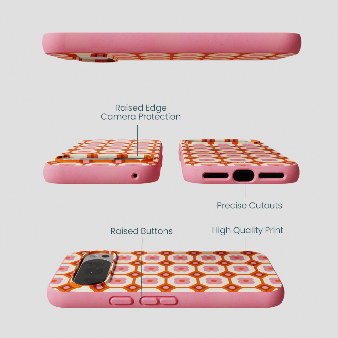 Bubblegum Pink Retro Tiles Google Pixel 10/10 Pro Case