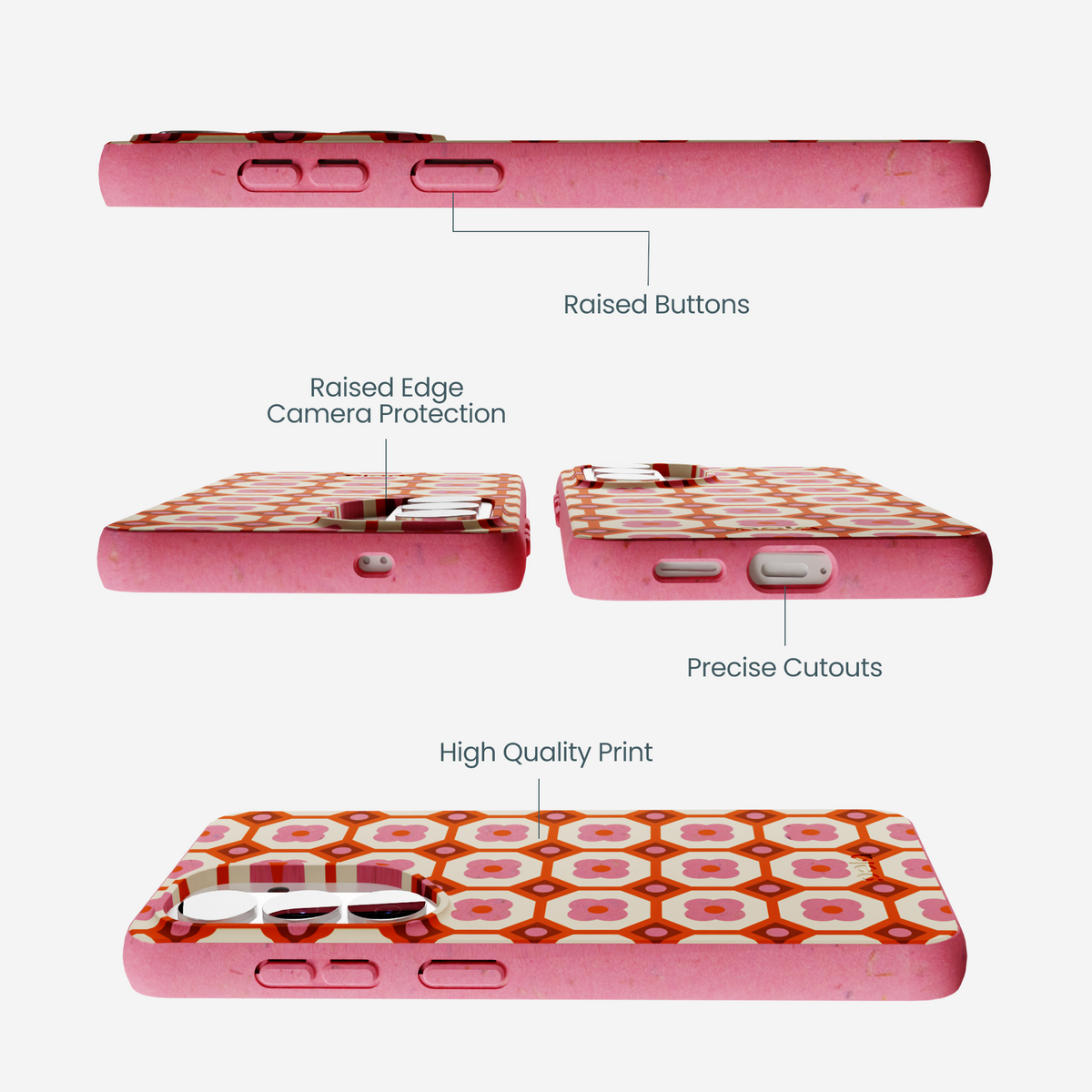 Bubblegum Pink Retro Tiles Samsung Galaxy S26 Case