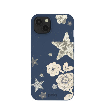 Navy Blue Romantic Lace iPhone 13 Case
