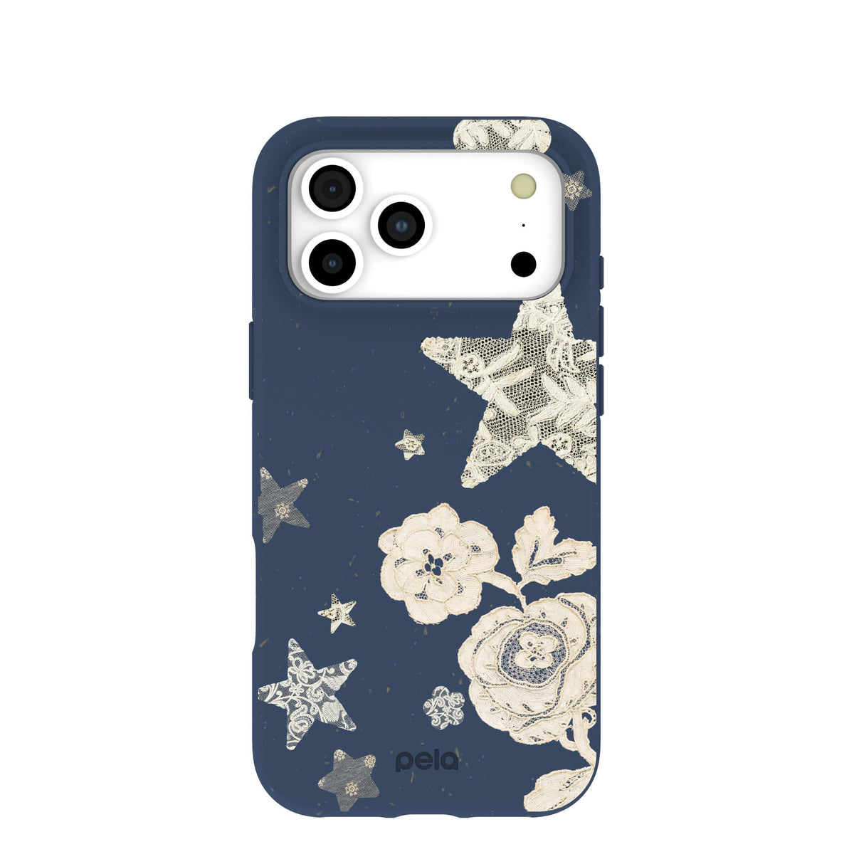 Navy Blue Romantic Lace iPhone 17 Pro Max Case