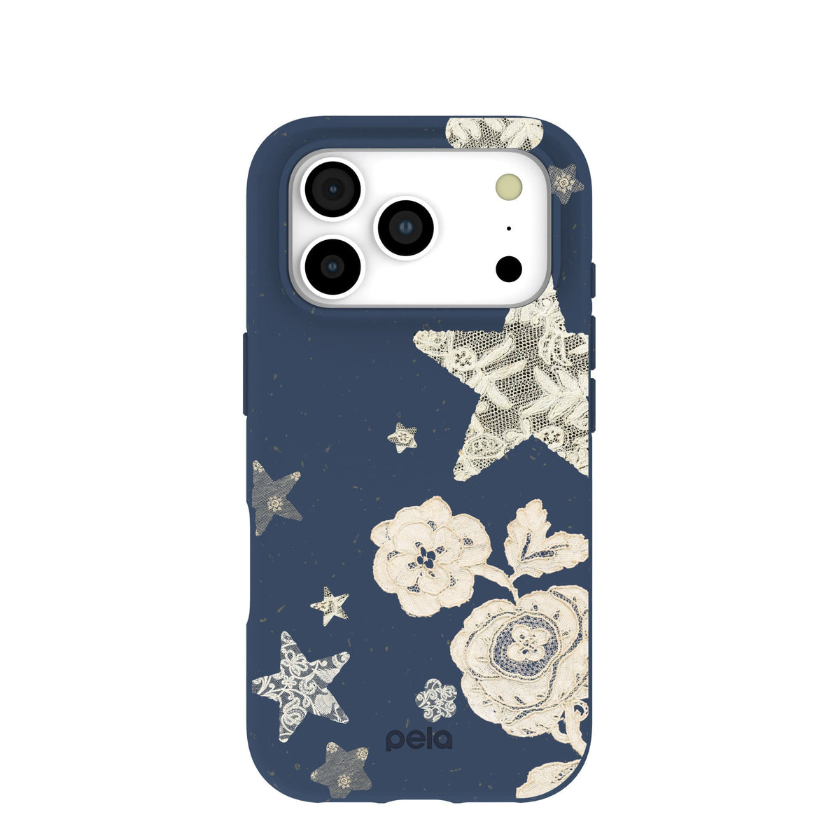 Navy Blue Romantic Lace iPhone 17 Pro Case
