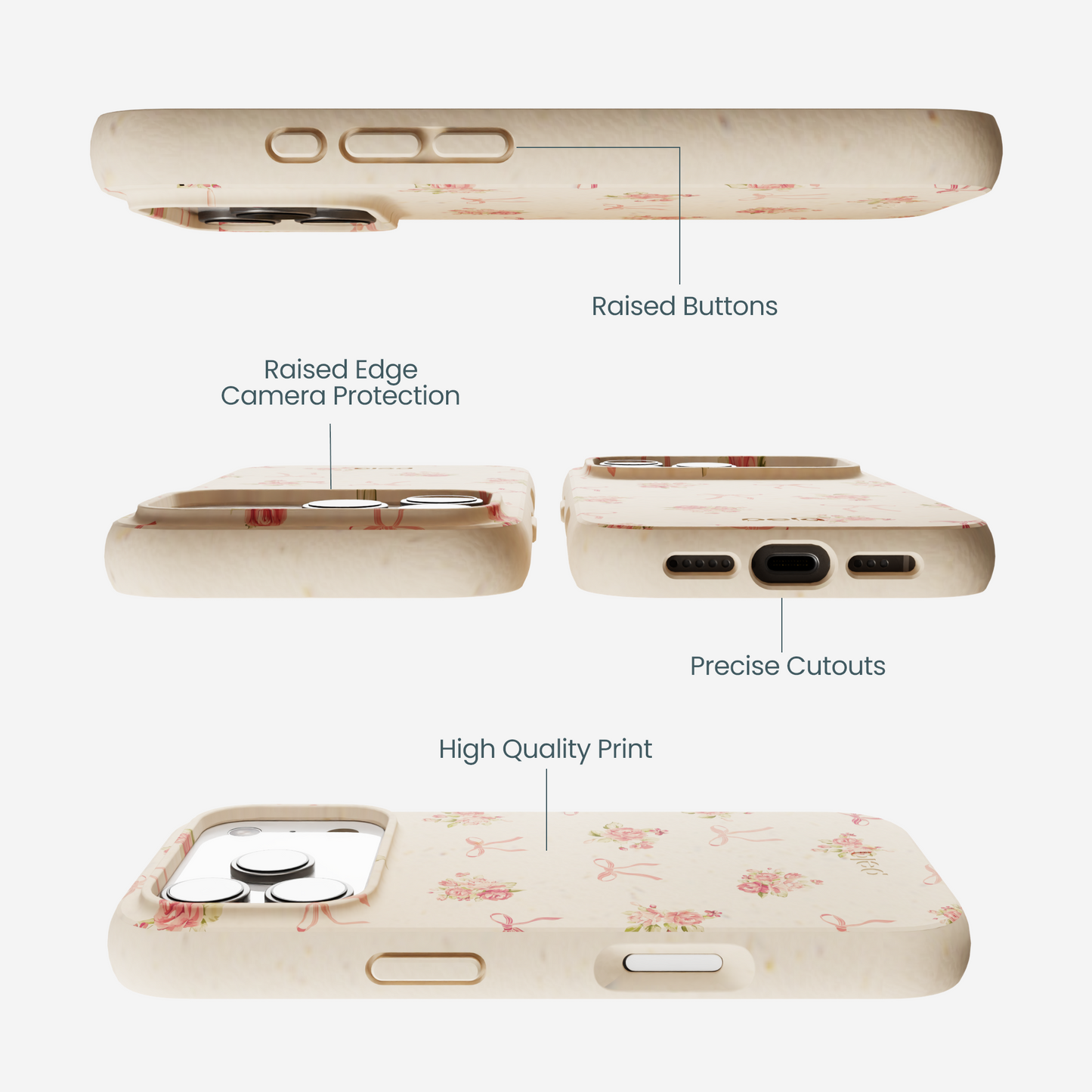 Seashell Roses and Bows iPhone 17 Pro Case