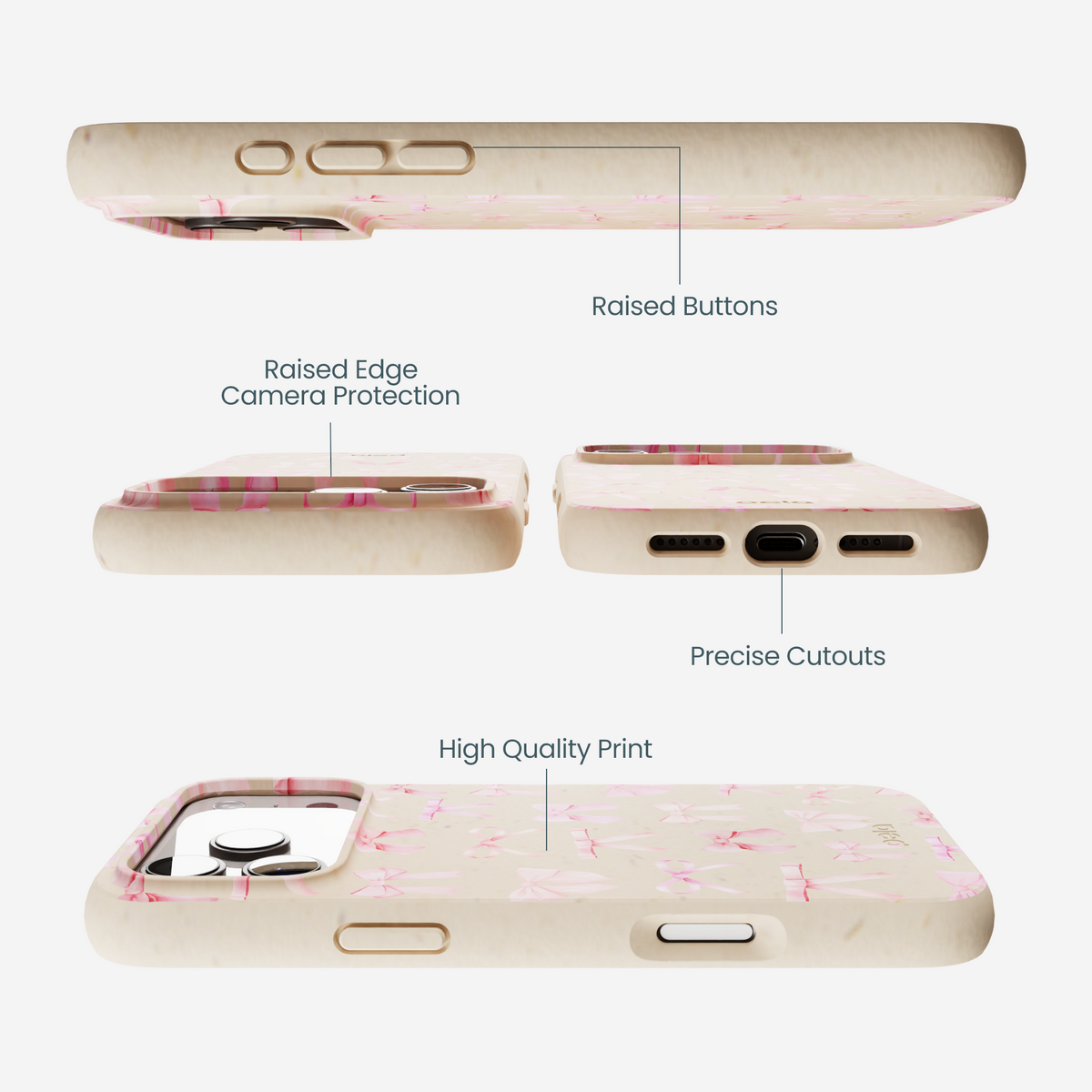 Seashell Rosy Bows iPhone 17 Pro Max Case