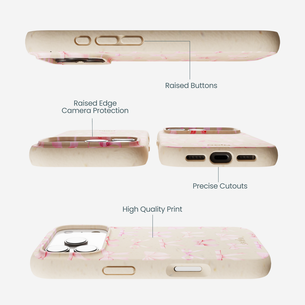 Seashell Rosy Bows iPhone 17 Pro Case