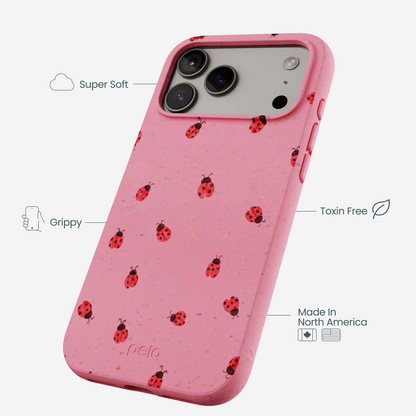 Bubblegum Pink Rosy Ladybug iPhone 17 Pro Max Case