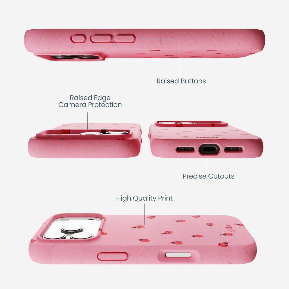 Bubblegum Pink Rosy Ladybug iPhone 17 Pro Case