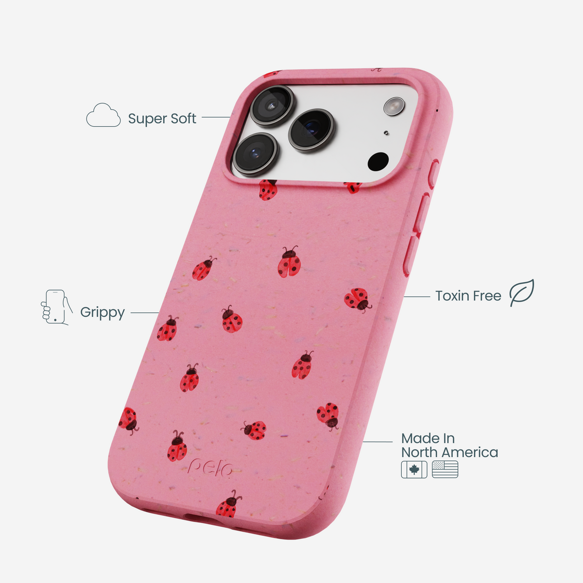 Bubblegum Pink Rosy Ladybug iPhone 17 Pro Case