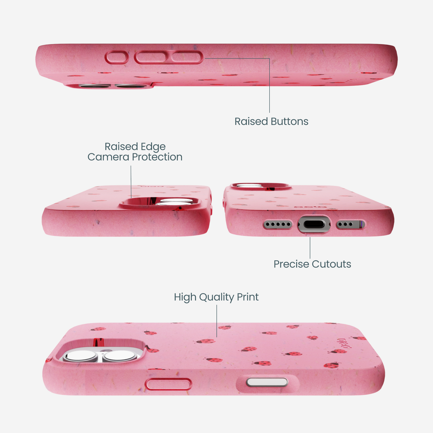 Bubblegum Pink Rosy Ladybug iPhone 17 Case