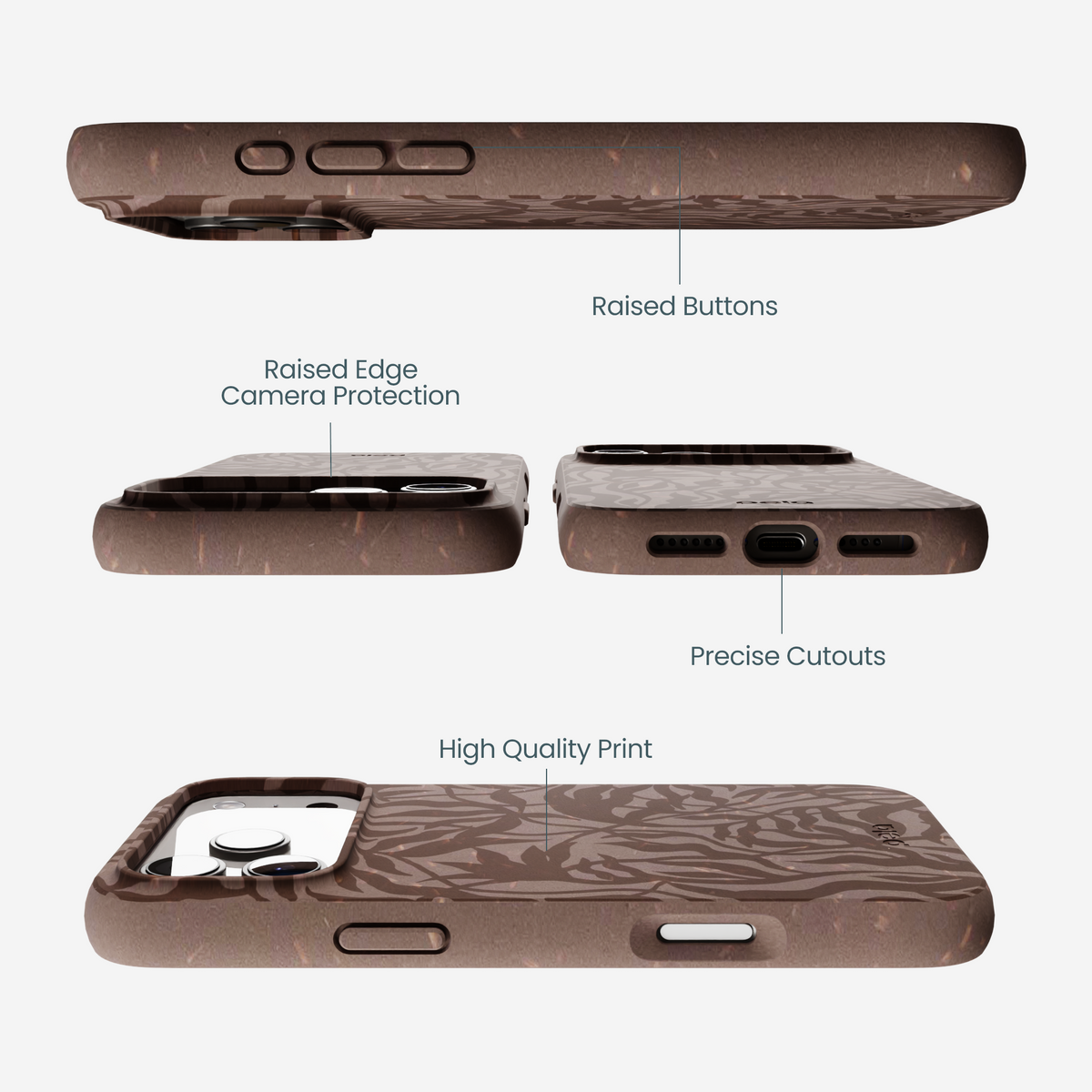 Chocolate Brown Rustic Leaves iPhone 17 Pro Max Case