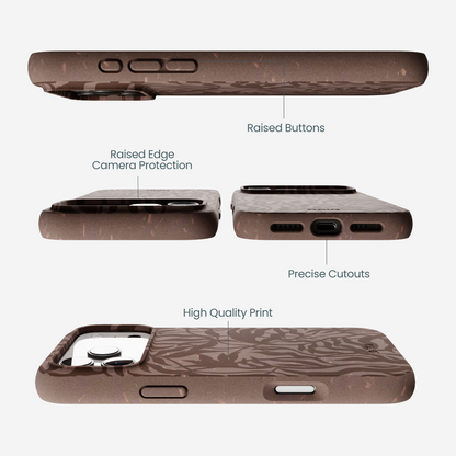 Chocolate Brown Rustic Leaves iPhone 17 Pro Max Case