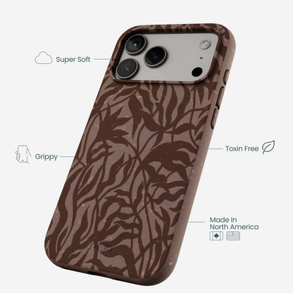 Chocolate Brown Rustic Leaves iPhone 17 Pro Max Case