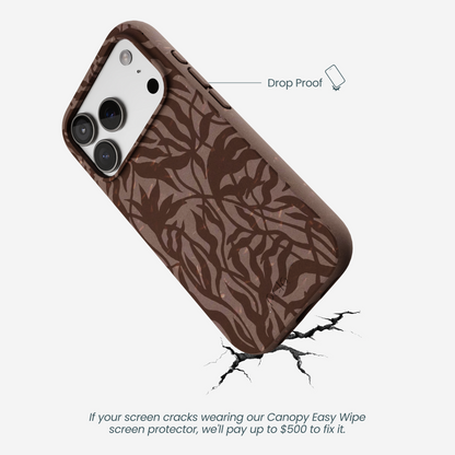 Chocolate Brown Rustic Leaves iPhone 17 Pro Case