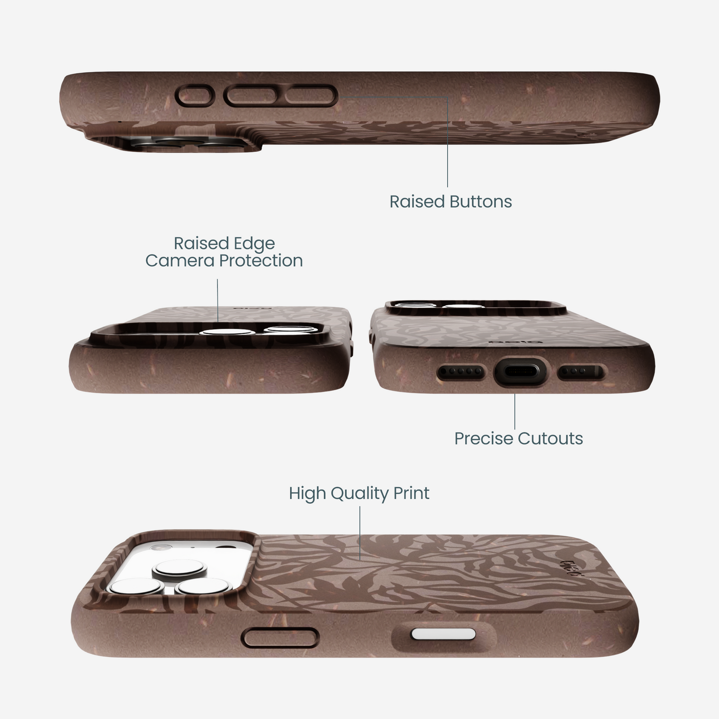 Chocolate Brown Rustic Leaves iPhone 17 Pro Case
