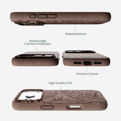Chocolate Brown Rustic Leaves iPhone 17 Pro Case