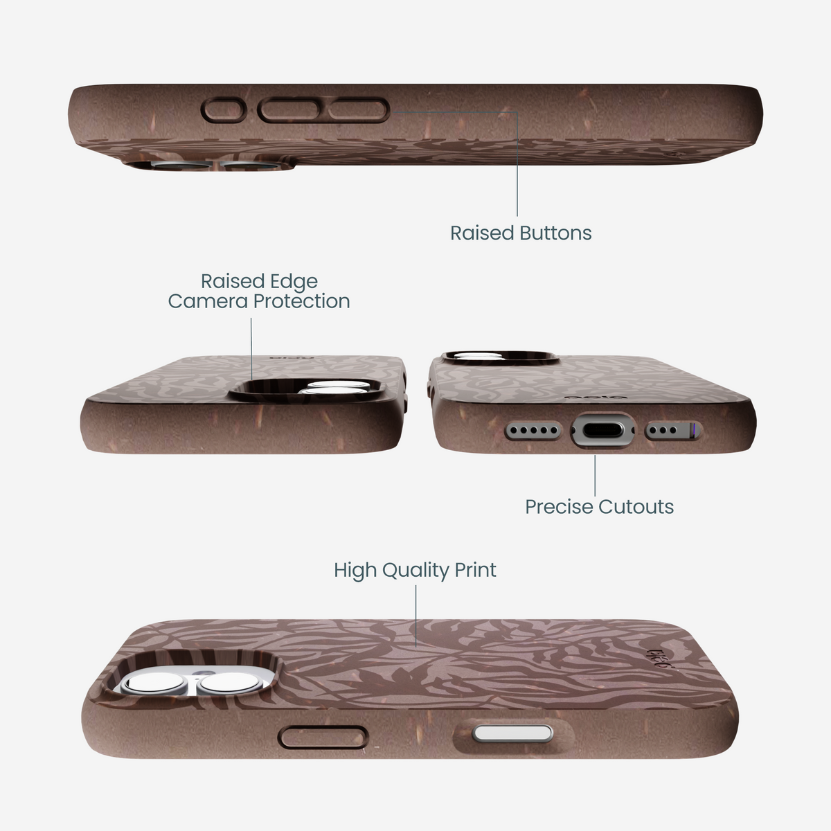 Chocolate Brown Rustic Leaves iPhone 17 Case