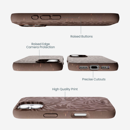Chocolate Brown Rustic Leaves iPhone 17 Case