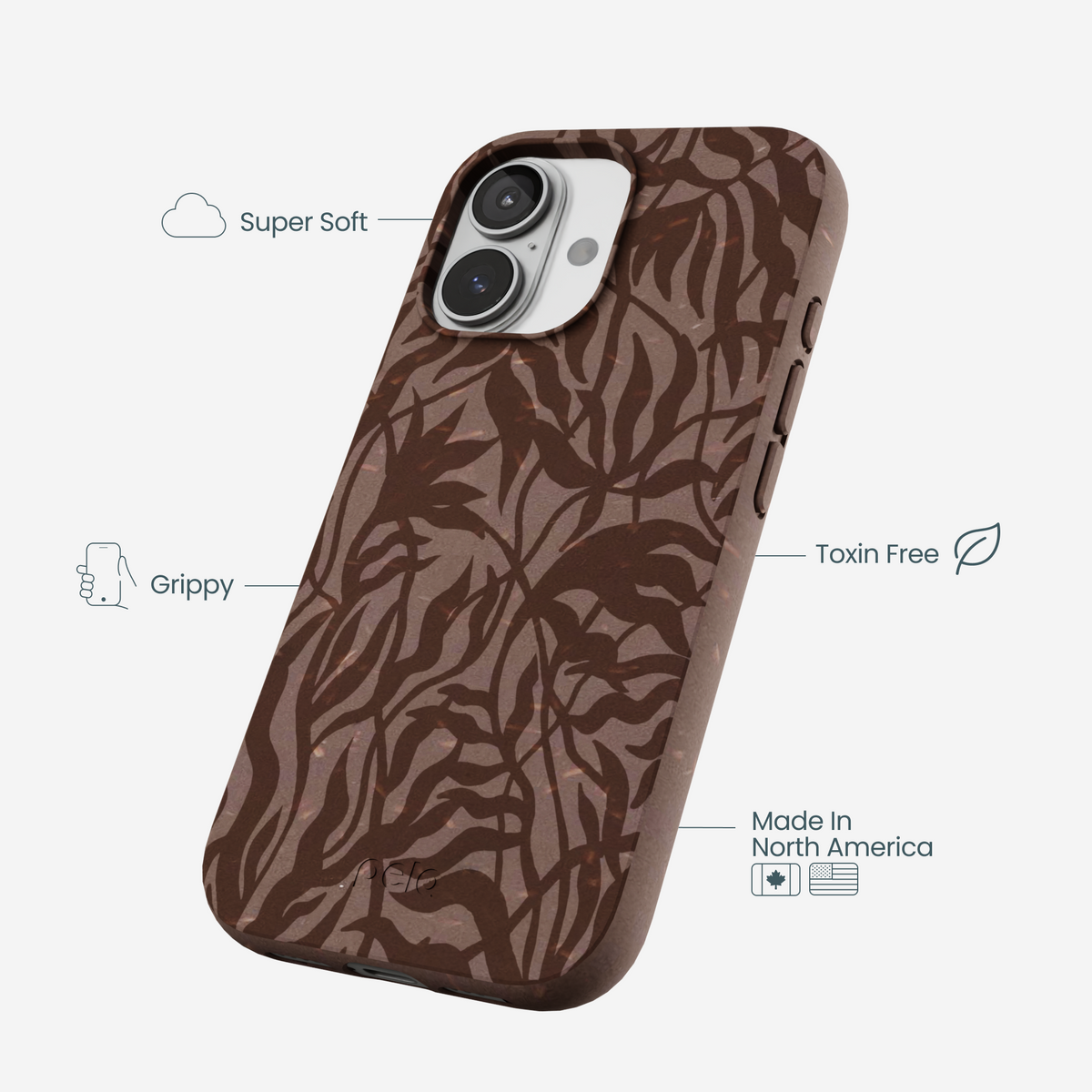 Chocolate Brown Rustic Leaves iPhone 17 Case