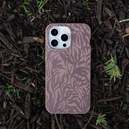 Chocolate Brown Rustic Leaves iPhone 17 Pro Max Case