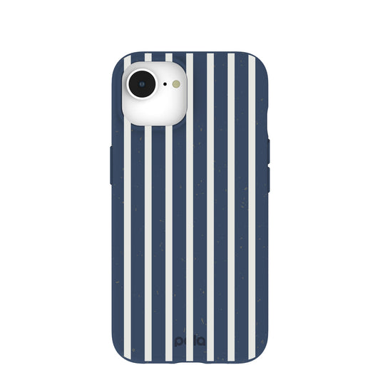 Navy Blue Sailor Stripes Vertical iPhone 16e/17e Case