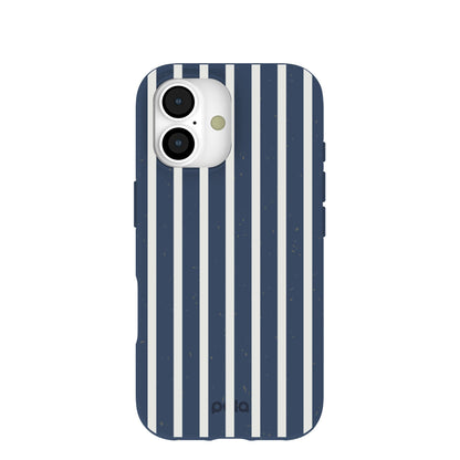 Navy Blue Sailor Stripes Vertical iPhone 17 Case