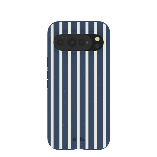 Navy Blue Sailor Stripes Vertical Google Pixel 10 Pro XL Case