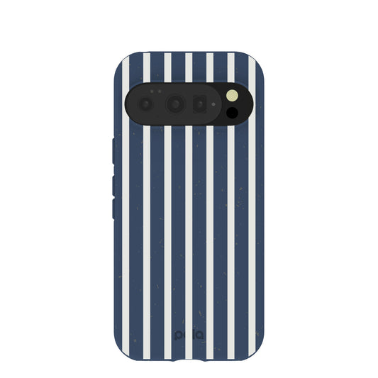 Navy Blue Sailor Stripes Vertical Google Pixel 10/10 Pro Case