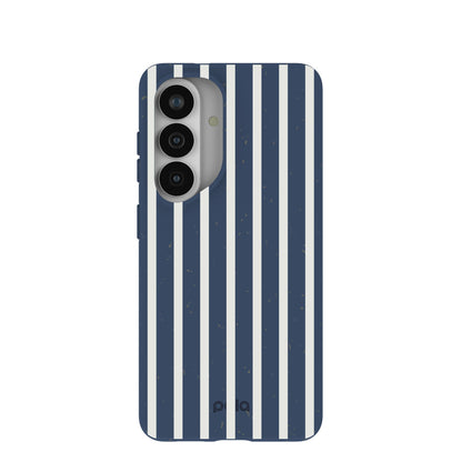 Navy Blue Sailor Stripes Vertical Samsung Galaxy S26 Case