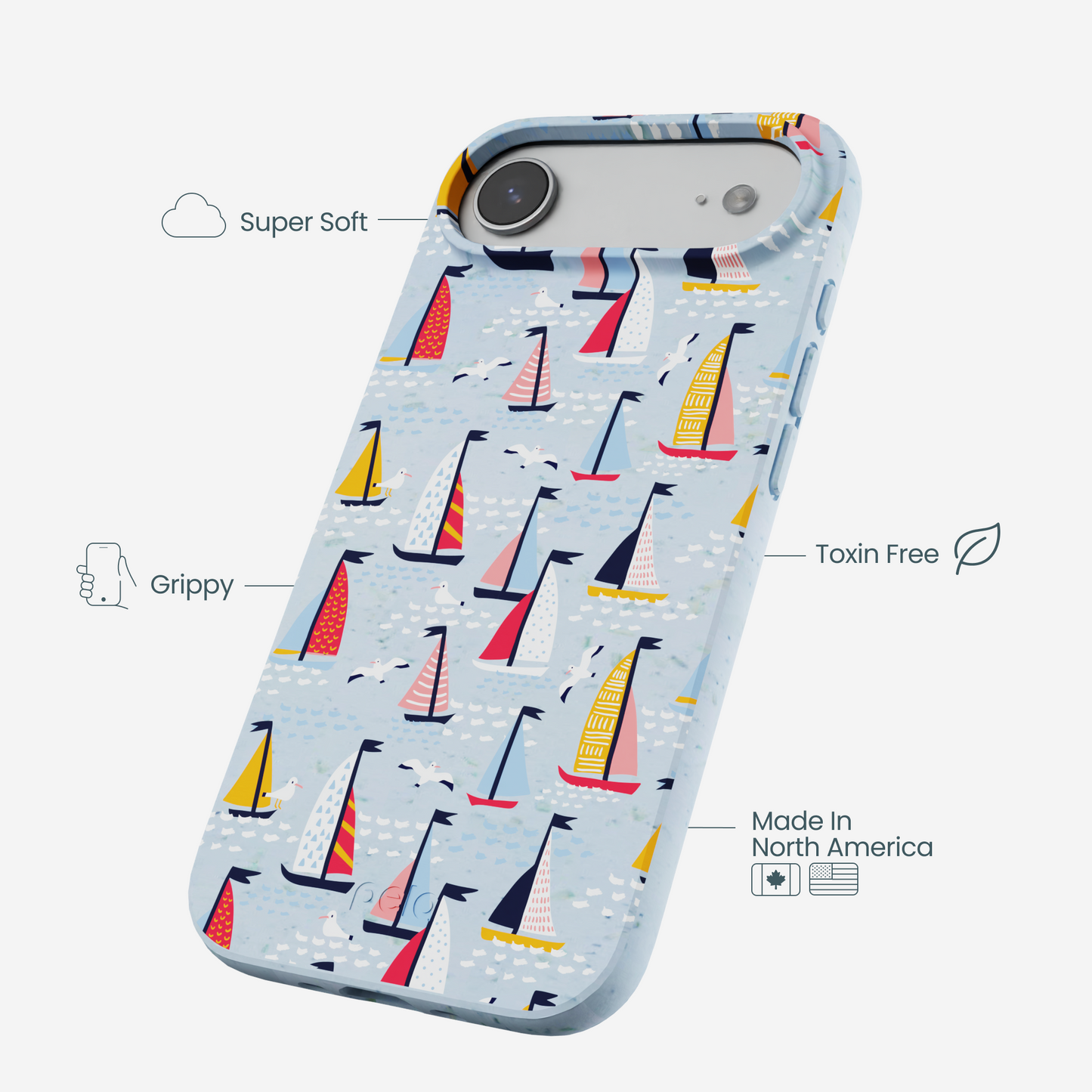 Powder Blue Sails and Seagulls iPhone Air Case